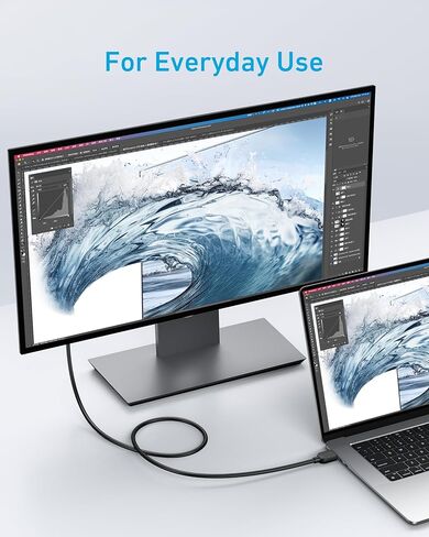 Anker HDMI Cable 4K/60Hz, 25 ft High Definition HDMI to HDMI Cord, 18 Gbps Certified Premium High Speed HDMI Cable, Compatible with Playstation 5, Xbox, Samsung, Sony 4K TVs, and More in Kuwait