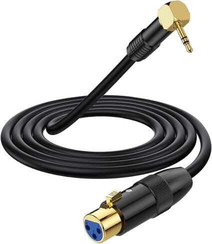 كابل ميكروفون بزاوية يمنى 90 درجة 3.5 مم إلى XLR، كابل مقبس XLR إلى 3.5 مم، محول سلك مكبر صوت Aux 1/8 بوصة إلى XLR أنثى لأجهزة الكمبيوتر المحمول، والكاميرا، والصوت، وDV (1.8 متر) in Saudi Arabia