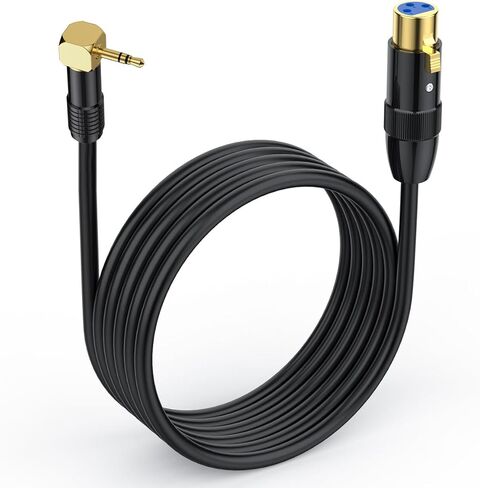 كابل ميكروفون بزاوية يمنى 90 درجة 3.5 مم إلى XLR، كابل مقبس XLR إلى 3.5 مم، محول سلك مكبر صوت Aux 1/8 بوصة إلى XLR أنثى لأجهزة الكمبيوتر المحمول، والكاميرا، والصوت، وDV (1.8 متر) in Saudi Arabia