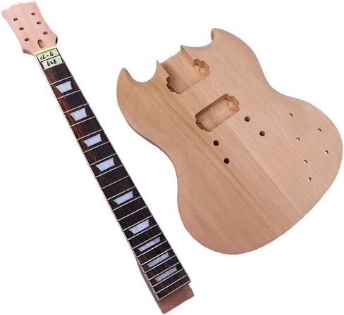 مجموعة واحدة من أدوات الجيتار الكهربائي، جسم وعنق جيتار الماهوجني، 24.75 بوصة، لوحة فريتس من خشب الورد 22 فريت، طراز SG، أجزاء جيتار كهربائي من خشب الماهوجني لمشروع الجيتار بنفسك in Kuwait
