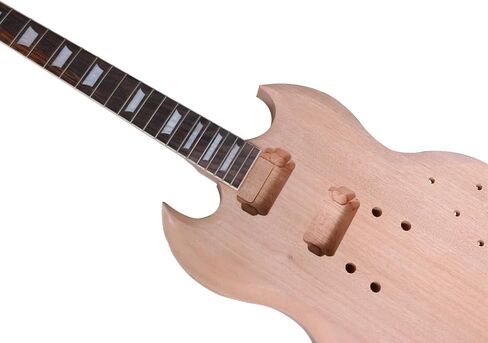 مجموعة واحدة من أدوات الجيتار الكهربائي، جسم وعنق جيتار الماهوجني، 24.75 بوصة، لوحة فريتس من خشب الورد 22 فريت، طراز SG، أجزاء جيتار كهربائي من خشب الماهوجني لمشروع الجيتار بنفسك in Kuwait