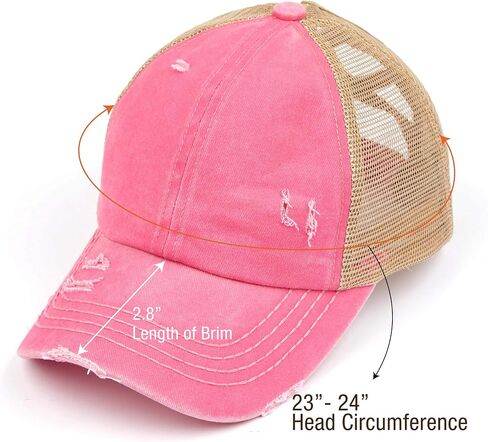 C.C Exclusives Washed Distressed Cotton Denim Criss-Cross Ponytail Hat Baseball Cap Bundle Hair Tie (BT-783) (A Elastic Band-White/Camo) in Saudi Arabia