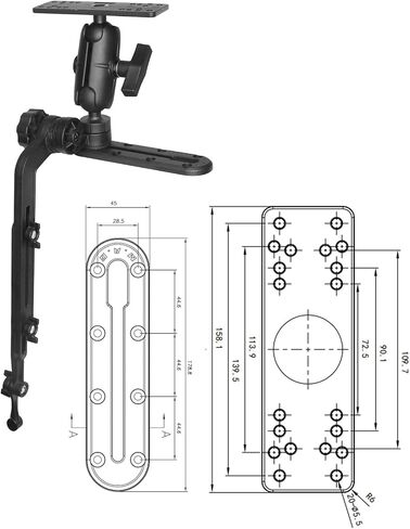 Strg Fish Finder Mountk، Kaya Universal Fish Finder Mount 1.5 "قاعدة كروية جبل إلكتروني بحري للقوارب، ذراع تثبيت محول الطاقة متوافق مع Scotty، Lowrance، Garmin Fish Finder in Kuwait
