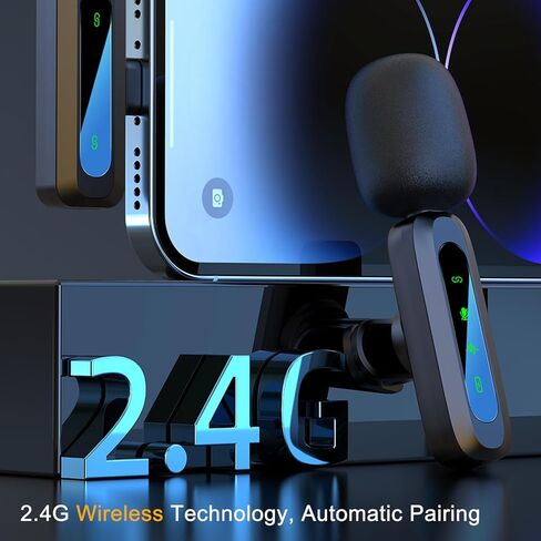 ميكروفون لافالير لاسلكي لأجهزة iPhone/iPad مع منفذ إضاءة، ميكروفون صغير ذكي لإلغاء الضوضاء، ميكروفون لاسلكي لتسجيل الفيديو ومدونة الفيديو ويوتيوب وتيك توك in Kuwait