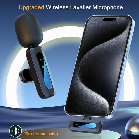 ميكروفون لافالير لاسلكي لأجهزة iPhone/iPad مع منفذ إضاءة، ميكروفون صغير ذكي لإلغاء الضوضاء، ميكروفون لاسلكي لتسجيل الفيديو ومدونة الفيديو ويوتيوب وتيك توك in Kuwait