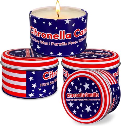 4 عبوات من شموع السترونيلا الخارجية 4 أونصة لمدة 25 ساعة، باللون الأخضر، 100% من الصويا، للفناء والتخييم وإشعال النار والحدائق والشرفة in Kuwait