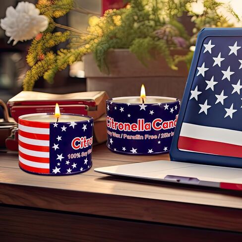 4 عبوات من شموع السترونيلا الخارجية 4 أونصة لمدة 25 ساعة، باللون الأخضر، 100% من الصويا، للفناء والتخييم وإشعال النار والحدائق والشرفة in Kuwait