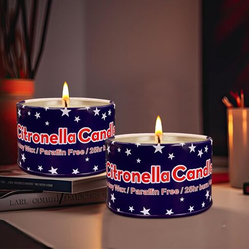 4 عبوات من شموع السترونيلا الخارجية 4 أونصة لمدة 25 ساعة، باللون الأخضر، 100% من الصويا، للفناء والتخييم وإشعال النار والحدائق والشرفة in Kuwait