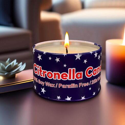 4 عبوات من شموع السترونيلا الخارجية 4 أونصة لمدة 25 ساعة، باللون الأخضر، 100% من الصويا، للفناء والتخييم وإشعال النار والحدائق والشرفة in Kuwait