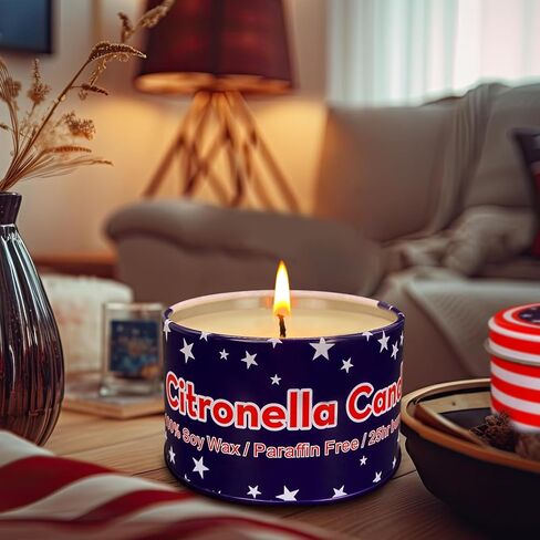 4 عبوات من شموع السترونيلا الخارجية 4 أونصة لمدة 25 ساعة، باللون الأخضر، 100% من الصويا، للفناء والتخييم وإشعال النار والحدائق والشرفة in Kuwait