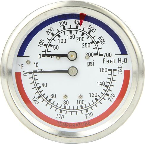مقياس PIC TRI-RC-3.25R-3.00-D مقاس 3-1/4 بوصة، حجم الاتصال 1/2 بوصة ذكر NPT، طول الساق 3 بوصة، نطاق 0/60 رطل لكل بوصة مربعة، أجهزة ثلاثية تجارية مع علبة فولاذية سوداء، أجزاء داخلية برونزية عدسة بلاستيكية in Saudi Arabia