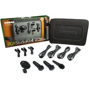 Shure PGASTUDIOKIT4 4-Piece Studio Kit with 1-PGA52, 1-PGA57, 2-PGA181, 1-A25D, 2-WA371, 4-XLR-XLR Cables and Case
