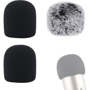 Microphone Foam Windscreen Cover for Blue Yeti Blue Yeti Pro USB Condenser Microphone with Blue Yeti Mic Furry Foam Indoor Outdoor Pop Filter for Microphone 3 Pack