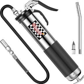 Pistol Grip Grease Gun Heavy Duty Professional 6000 PSI W/Quick Release Coupler - 18 inch Flex Hose