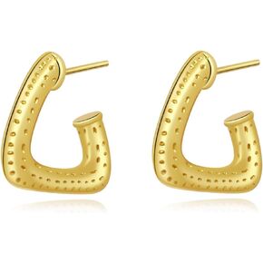 Chunky Gold Earrings, Spotmart 18K Real Gold Plated 925 Sterling Silver Post, Gold Tear Drop Earring, Hypoallergenic, Thick Lightweight, Statement Jewelry Gift for Women Girls