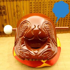 Buddhist Camphorwood Wooden Fish Temple Block Zen Drum with Mat 4 inch