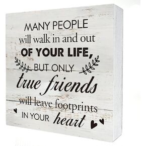 Friendship Wooden Box Sign Desk Decor Rustic Friends are the Family We Choose Wood Block Plaque Box Sign for Home Living Room Office Shelf Table Decoration (5 X 5 Inch)