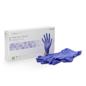 McKesson Confiderm 3.0 Nitrile Exam Gloves - Powder-Free, Latex-Free, Ambidextrous, Textured Fingertips, Non-Sterile - Dark Blue, Size Small, 100 Count, 1 Box