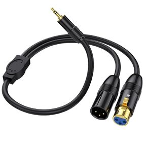 3.5mm TRS to XLR Microphone Y Splitte Balanced Cable XLR Male and XLR Female to 1/8 inch(3.5mm) Male Stage Patch Cord DMX Cable for Radio Station,Speaker Systems,Stage Lighting(0.5m/1.65ft)
