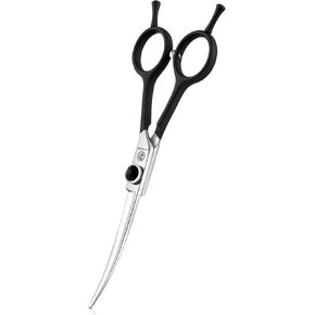 6.5" Downward Curved Dog Grooming Scissors Shears for Grooming Face and Paws Safety Round Tips Shears Trimming Cutting Scissors for Dog Cat Pet Black