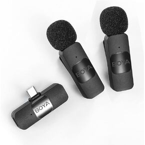 ميكروفون BOYA اللاسلكي Lavalier لأجهزة Android USB C والهواتف الذكية والكمبيوتر اللوحي وميكروفون خارجي صغير من النوع C لهاتف iPhone 15 مع ميكروفون لتسجيل الفيديو والبودكاست وبث اليوتيوب in Kuwait