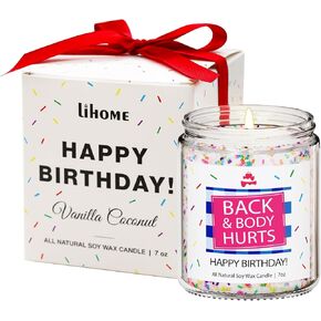 Birthday Gifts for Women Men, Best Friend Birthday Gifts Ideas, Funny Happy Birthday Candle- Back and Body Hurts Candle