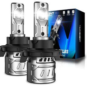 NOVSIGHT H4/HB2/9003 LED Bulbs Upgraded, 400% Brightness H4 LED Bulbs 6500K Cool White, Plug And Play With Fan, HB2/9003 Fog Light bulbs Replacement, Pack of 2