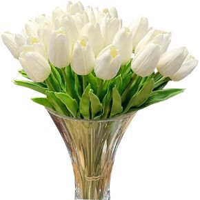 20 Pcs Tulips Artificial Flowers for Table Decor, Fake Artificial Bouquets, Realistic Tulips Flowers Decor for Wedding Party Office Kitchen Home Decor