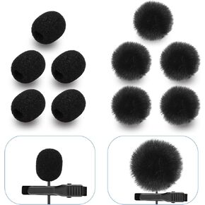 Microphone Cover Professional Lapel Headset Furry Windscreen & Foam Cover Set for Lavalier Lapel Microphone Windscreen Foam Cover Set