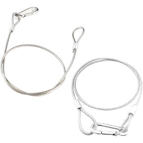 2pcs Safety Cables, Weikass Stainless Steel Safety Cables with Carabiner Lock Lighting Fall Prevention Security Cable Safety Rope for DJ Stage Lighting 110lb Load Capacity