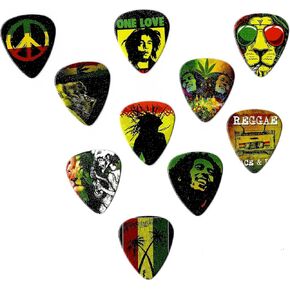 Rastafarian Guitar Picks, Set of 10, Assorted Colors, Medium, Mixed in Saudi Arabia