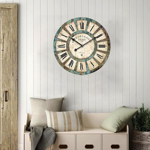 14" Decorative Clock, Wooden [Sunflower] Cafe Bar Lancaster Paris Wall Clock Retro Styled Non-Ticking Home Decor (HQ5, 14-in) in Saudi Arabia