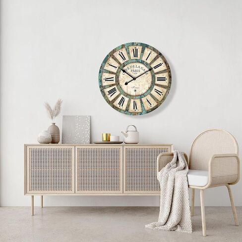14" Decorative Clock, Wooden [Sunflower] Cafe Bar Lancaster Paris Wall Clock Retro Styled Non-Ticking Home Decor (HQ5, 14-in) in Saudi Arabia