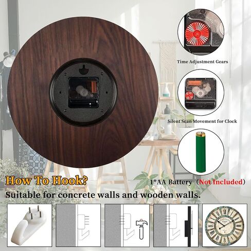 14" Decorative Clock, Wooden [Sunflower] Cafe Bar Lancaster Paris Wall Clock Retro Styled Non-Ticking Home Decor (HQ5, 14-in) in Saudi Arabia