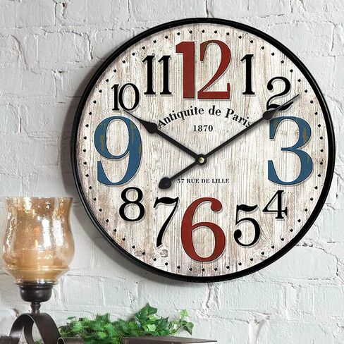 14" Decorative Clock, Wooden [Sunflower] Cafe Bar Lancaster Paris Wall Clock Retro Styled Non-Ticking Home Decor (HQ5, 14-in) in Saudi Arabia