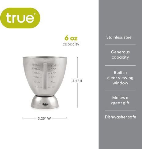 True Double Jigger with Acacia Handle, Bar Supplies, Drink Tools, Craft the Perfect Cocktails, 1oz & 1.25oz Capacities, Stainless Steel in Saudi Arabia