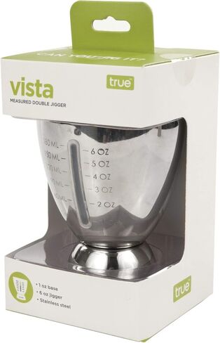 True Double Jigger with Acacia Handle, Bar Supplies, Drink Tools, Craft the Perfect Cocktails, 1oz & 1.25oz Capacities, Stainless Steel in Saudi Arabia