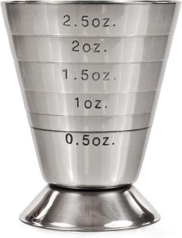 True Double Jigger with Acacia Handle, Bar Supplies, Drink Tools, Craft the Perfect Cocktails, 1oz & 1.25oz Capacities, Stainless Steel in Saudi Arabia