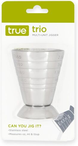 True Double Jigger with Acacia Handle, Bar Supplies, Drink Tools, Craft the Perfect Cocktails, 1oz & 1.25oz Capacities, Stainless Steel in Saudi Arabia