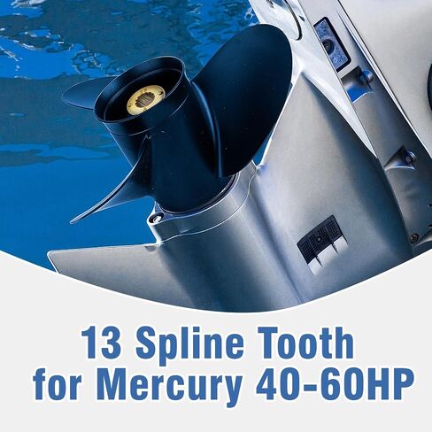 Qiclear 10 5/8 x12 OEM ترقية المروحة الخارجية المصنوعة من الألومنيوم تناسب Mercury Motos 30-70HP/25hp Bigfoot (4 Stroke)، Ref.Parts No.48-73134A45,13 Spline Tooth، Rh in Kuwait