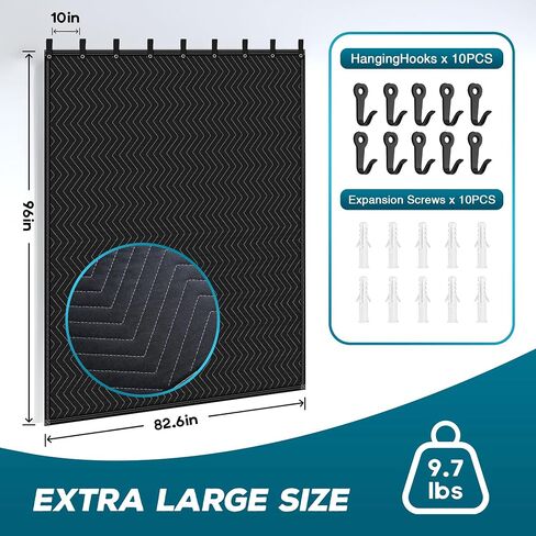 Large Sound Dampening Blanket,96" x 80" Sound Absorbing Studio Blanket,Noise Cancelling Studio Acoustic Blanket Curtain/Light Blocker/Moving Blanket in Saudi Arabia