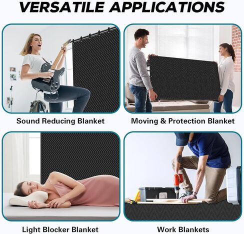 Large Sound Dampening Blanket,96" x 80" Sound Absorbing Studio Blanket,Noise Cancelling Studio Acoustic Blanket Curtain/Light Blocker/Moving Blanket in Saudi Arabia