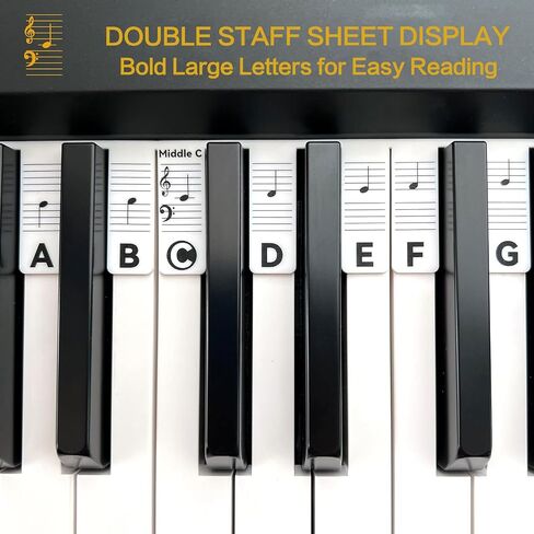 Removable Piano Keyboard Note Labels for Beginners, 88 Key Full Size, Reusable Silicone, No Need Stickers, Comes with Box (Rainbow) in Saudi Arabia