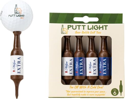 Beer Bottle Golf Tees, Virtually Unbreakable and Recyclable Plastic Golf Tee 6 Pack, Golf Gift for Men, Bachelor Party Novelty Gift, for Golfers,3-1/4" Tall (PuttWiser) in Saudi Arabia