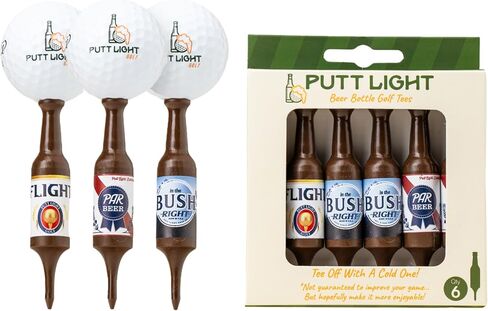 Beer Bottle Golf Tees, Virtually Unbreakable and Recyclable Plastic Golf Tee 6 Pack, Golf Gift for Men, Bachelor Party Novelty Gift, for Golfers,3-1/4" Tall (PuttWiser) in Saudi Arabia