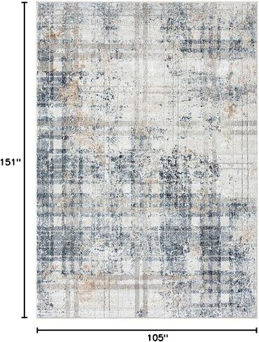 LUXE WEAVERS Distressed Plaid Abstract Modern Farmhouse Blue 5x7 Area Rug in Saudi Arabia