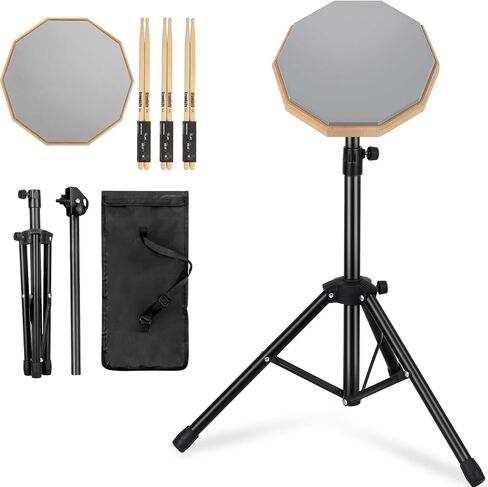 مجموعة حامل الطبل Snare Drum Practice مقاس 8 بوصات مع وسادة طبلة صامتة مزدوجة الجوانب وعصي الطبل وحقيبة حمل وحامل قابل للتعديل in Saudi Arabia