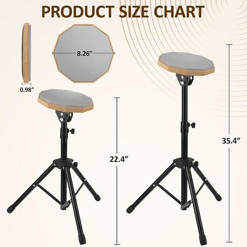 مجموعة حامل الطبل Snare Drum Practice مقاس 8 بوصات مع وسادة طبلة صامتة مزدوجة الجوانب وعصي الطبل وحقيبة حمل وحامل قابل للتعديل in Saudi Arabia