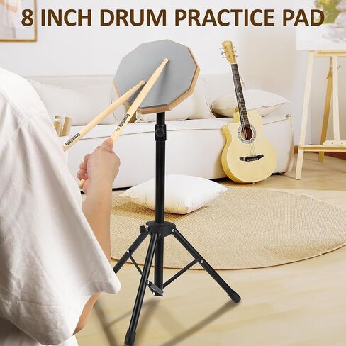 مجموعة حامل الطبل Snare Drum Practice مقاس 8 بوصات مع وسادة طبلة صامتة مزدوجة الجوانب وعصي الطبل وحقيبة حمل وحامل قابل للتعديل in Saudi Arabia