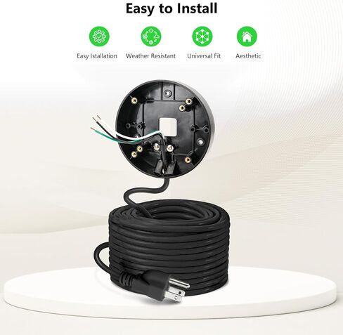 كابل الطاقة وحامل التوصيل لكاميرات Floodlight المتوافقة مع Floodlight Cam Wired Pro/Plus، كاميرا Floodlight السلكية Blink، صندوق كهربائي مع كابل مقاوم للطقس بطول 20 قدمًا - (تركيب 2 في 1 ومجموعة سلك) in Kuwait